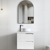 Noosa Fluted 600mm Satin White Wall Hung Vanity