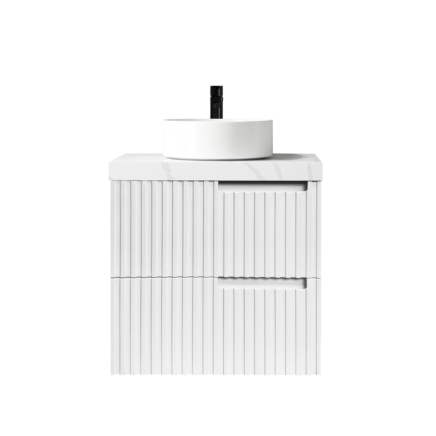 Noosa Fluted 600mm Satin White Wall Hung Vanity