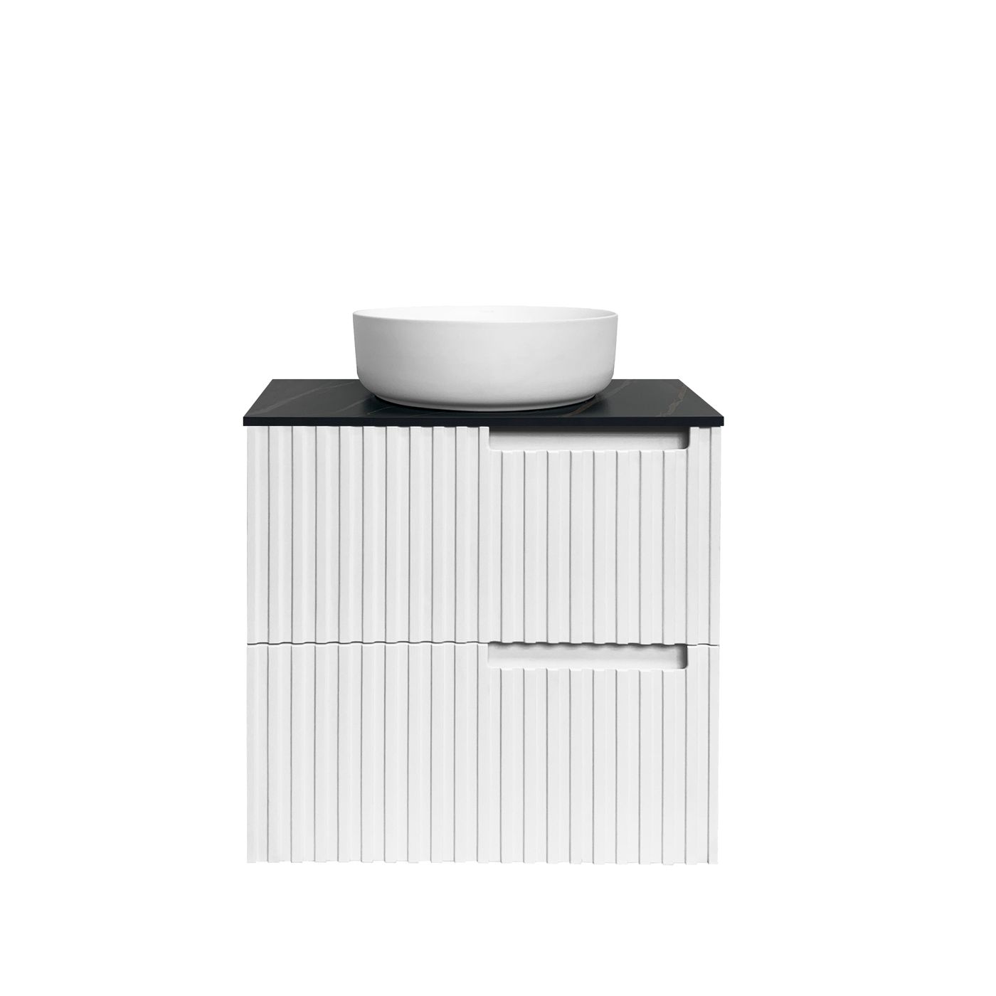 Noosa Fluted 600mm Satin White Wall Hung Vanity