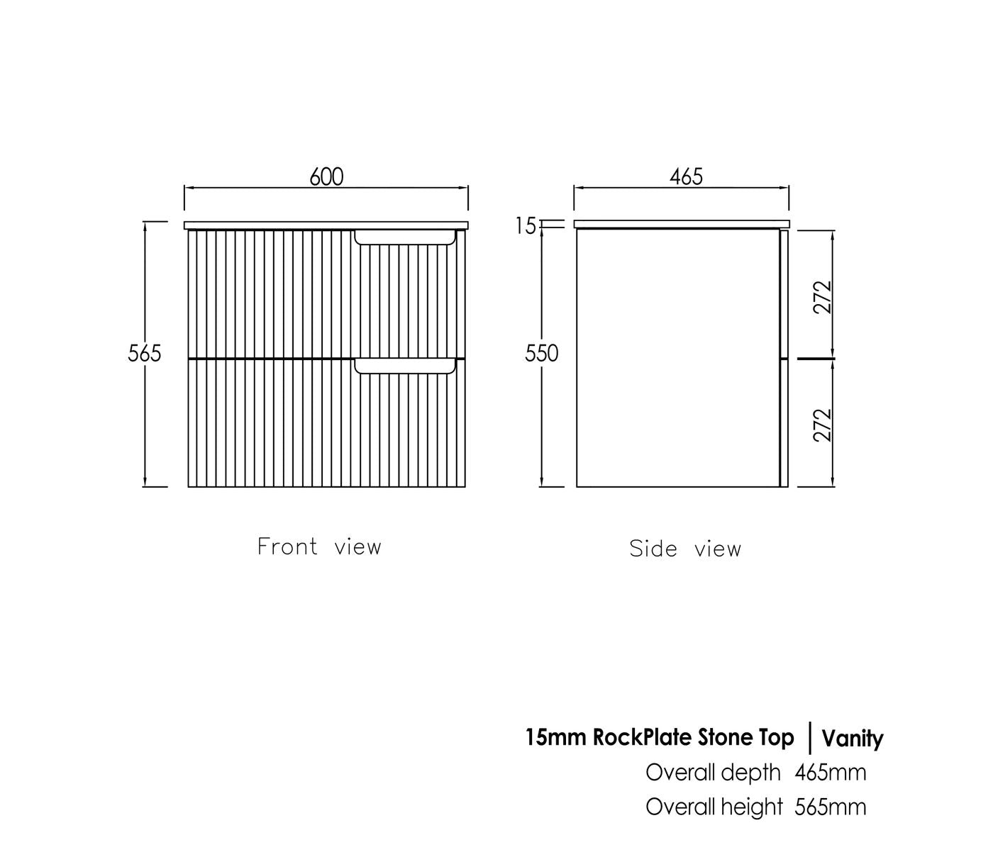 Noosa Fluted 600mm Satin White Wall Hung Vanity