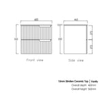 Noosa Fluted 600mm Satin White Wall Hung Vanity