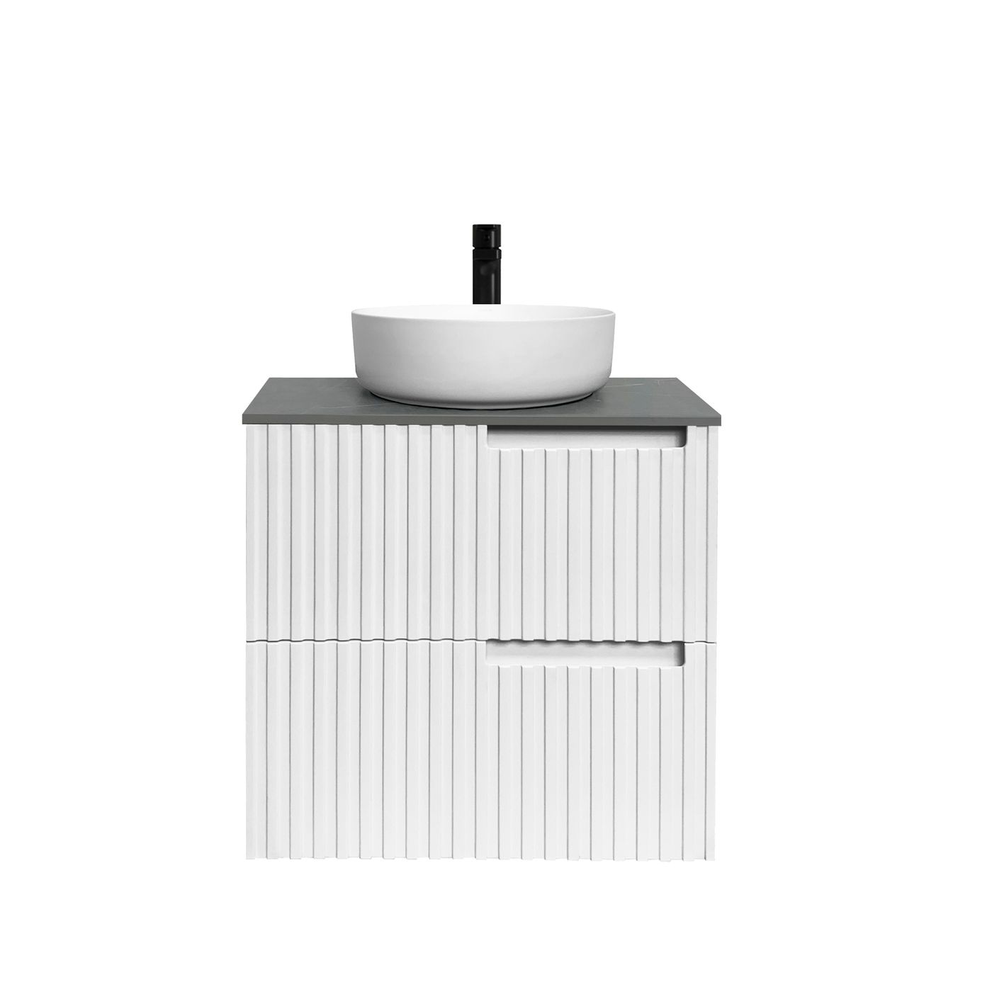 Noosa Fluted 600mm Satin White Wall Hung Vanity