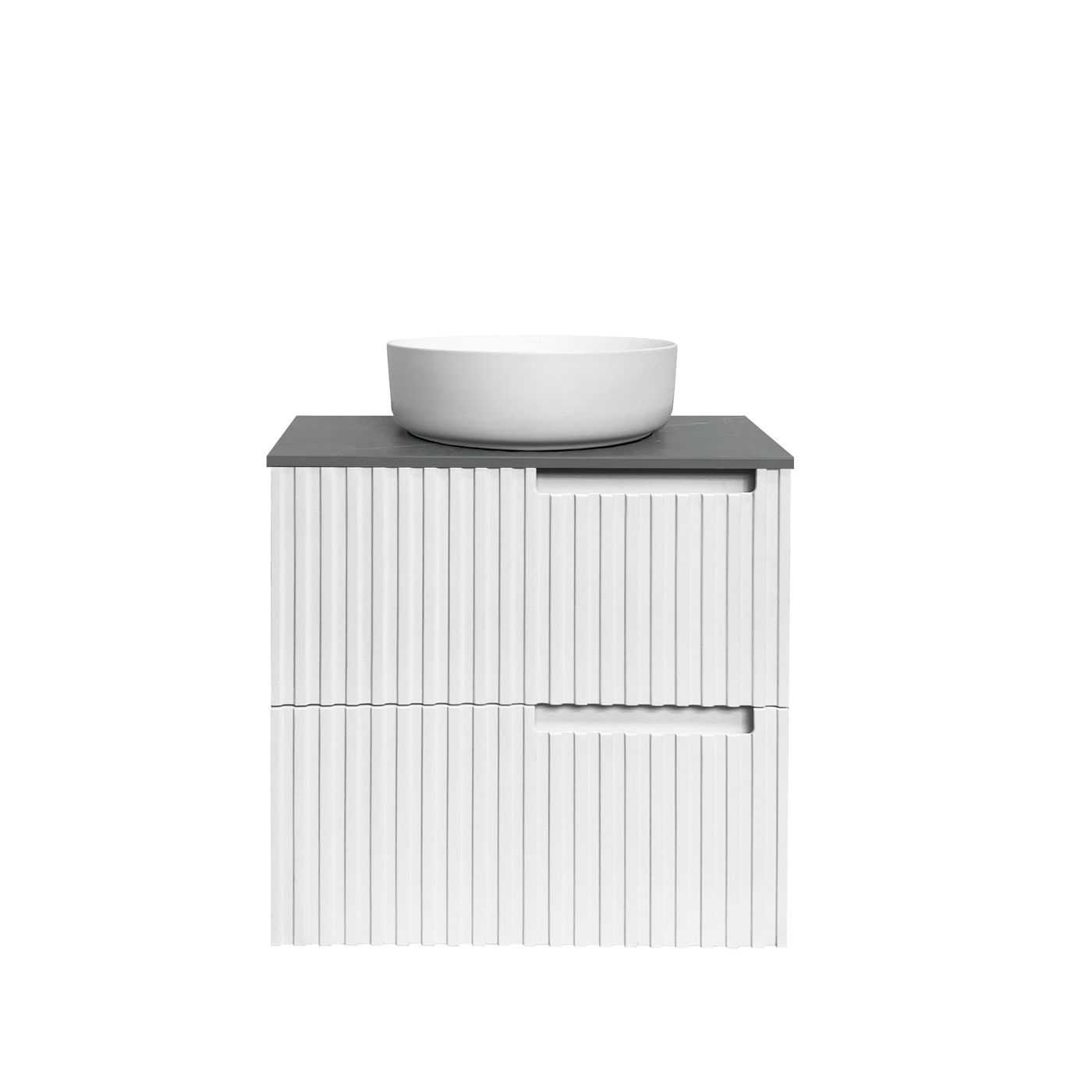 Noosa Fluted 600mm Satin White Wall Hung Vanity