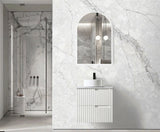 Noosa Fluted 600mm Satin White Wall Hung Vanity