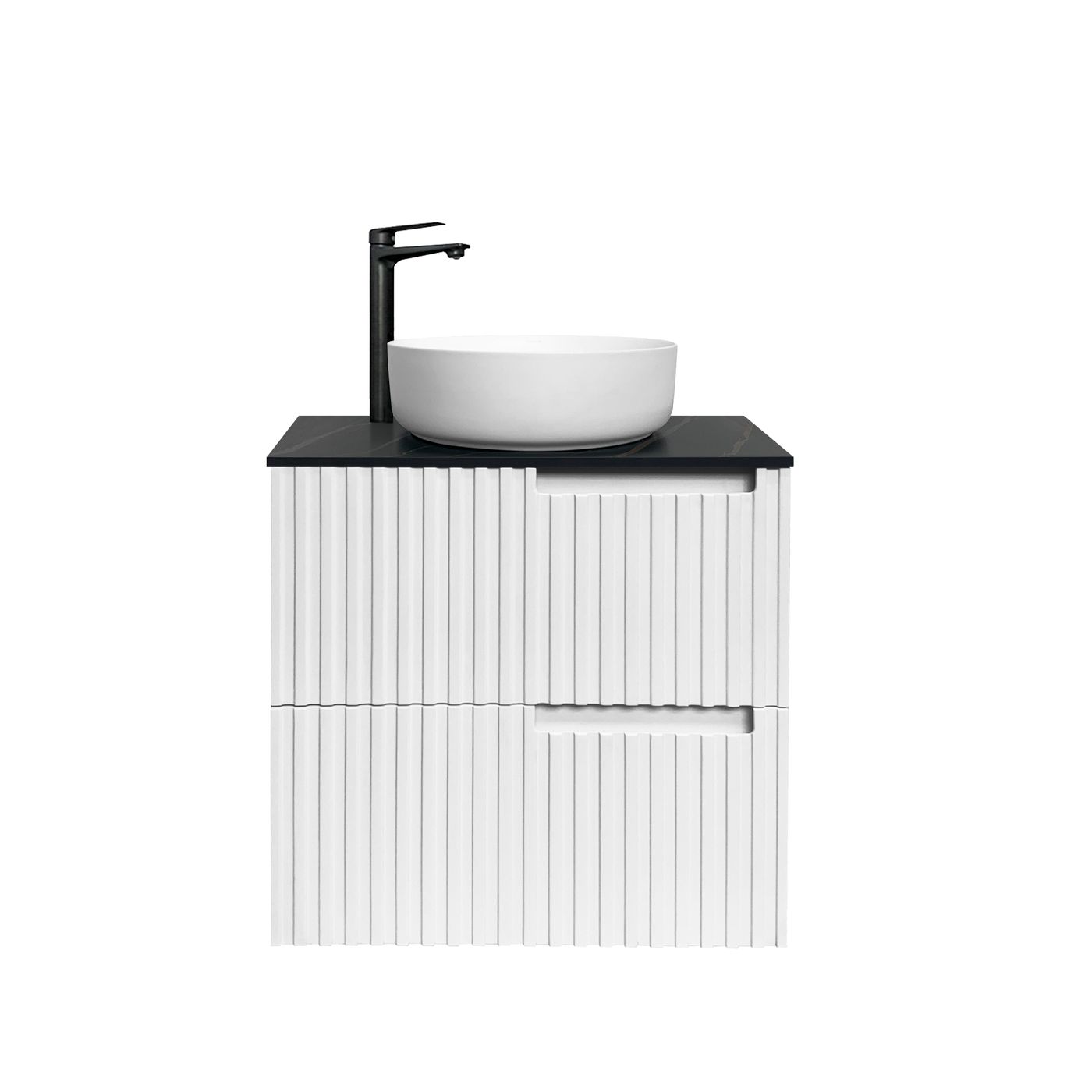Noosa Fluted 600mm Satin White Wall Hung Vanity