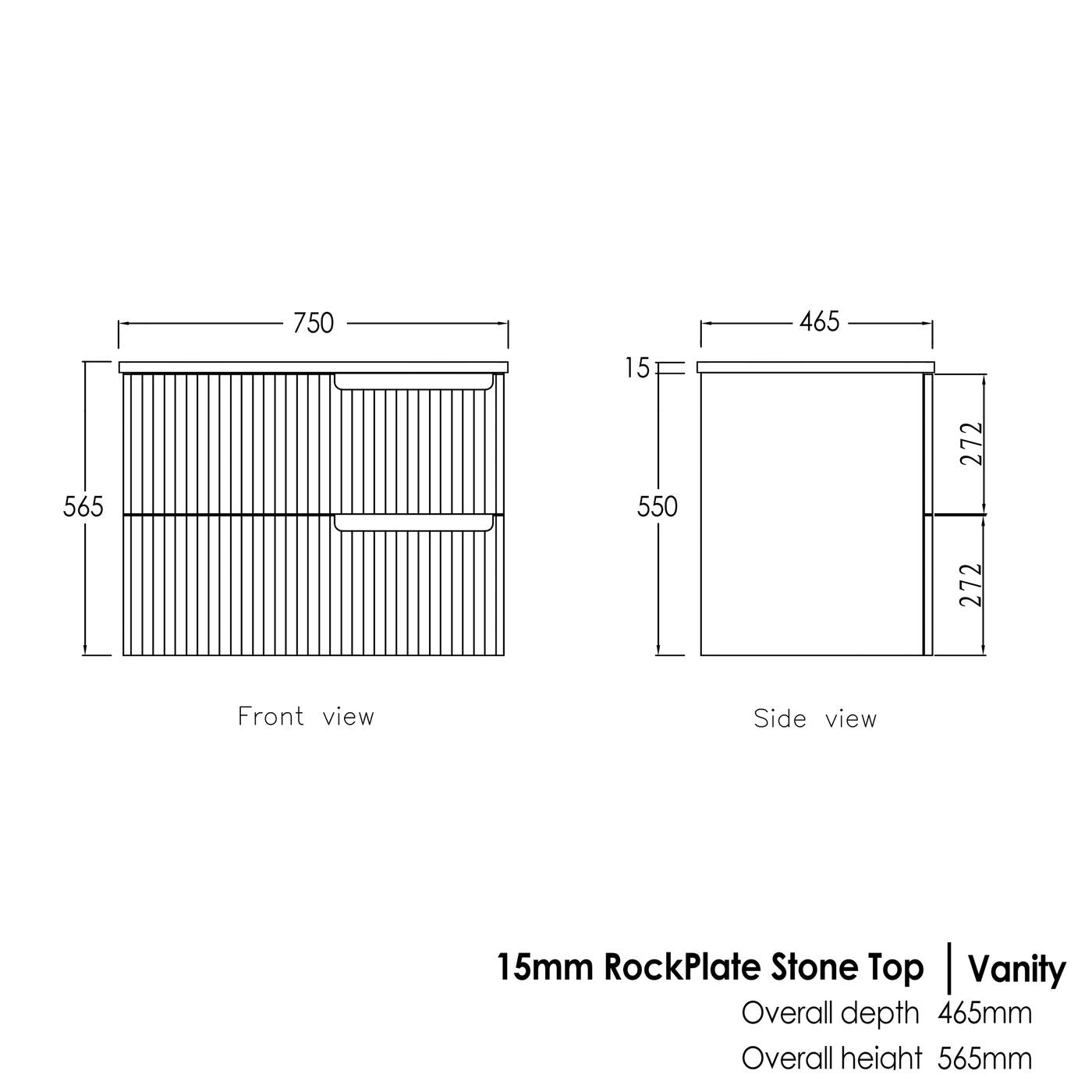 Noosa Fluted 750mm Satin White Wall Hung Vanity