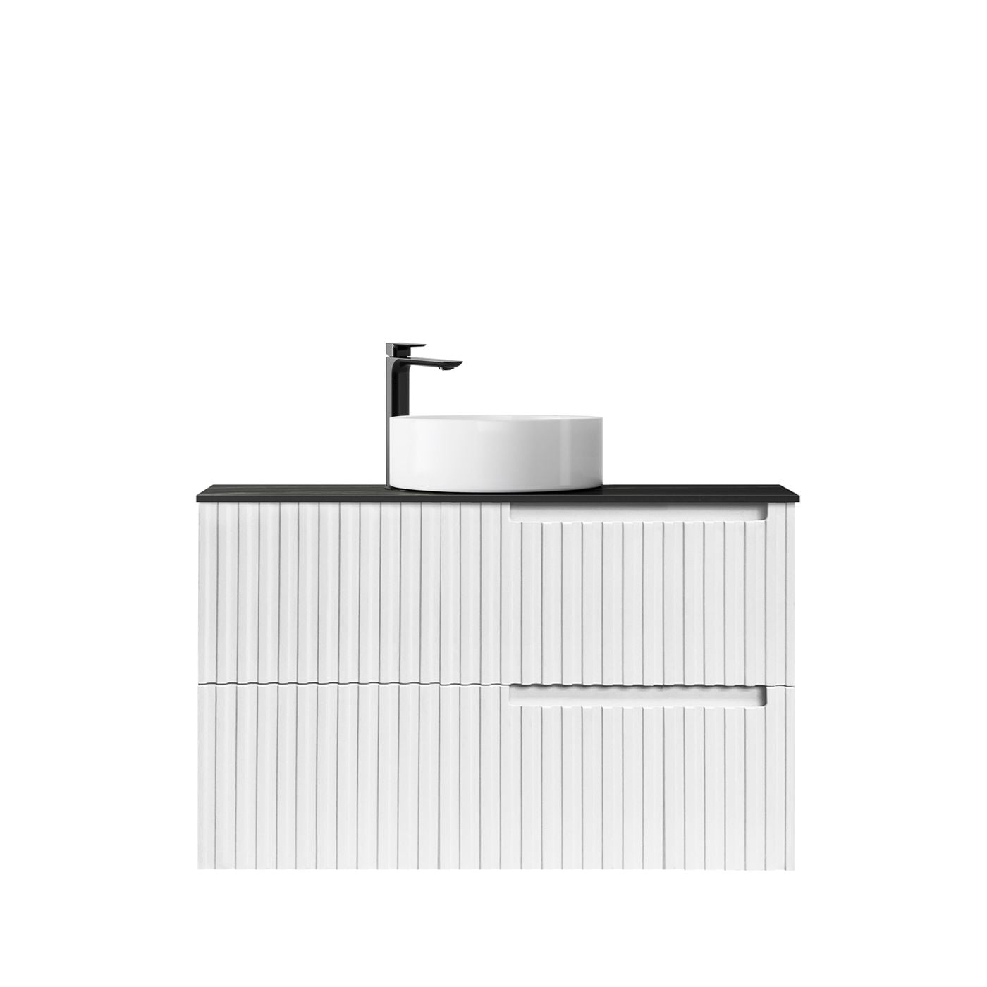 Noosa Fluted 900mm Satin White Wall Hung Vanity