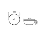 Bondi 400x400x135 Matte Grey Basin