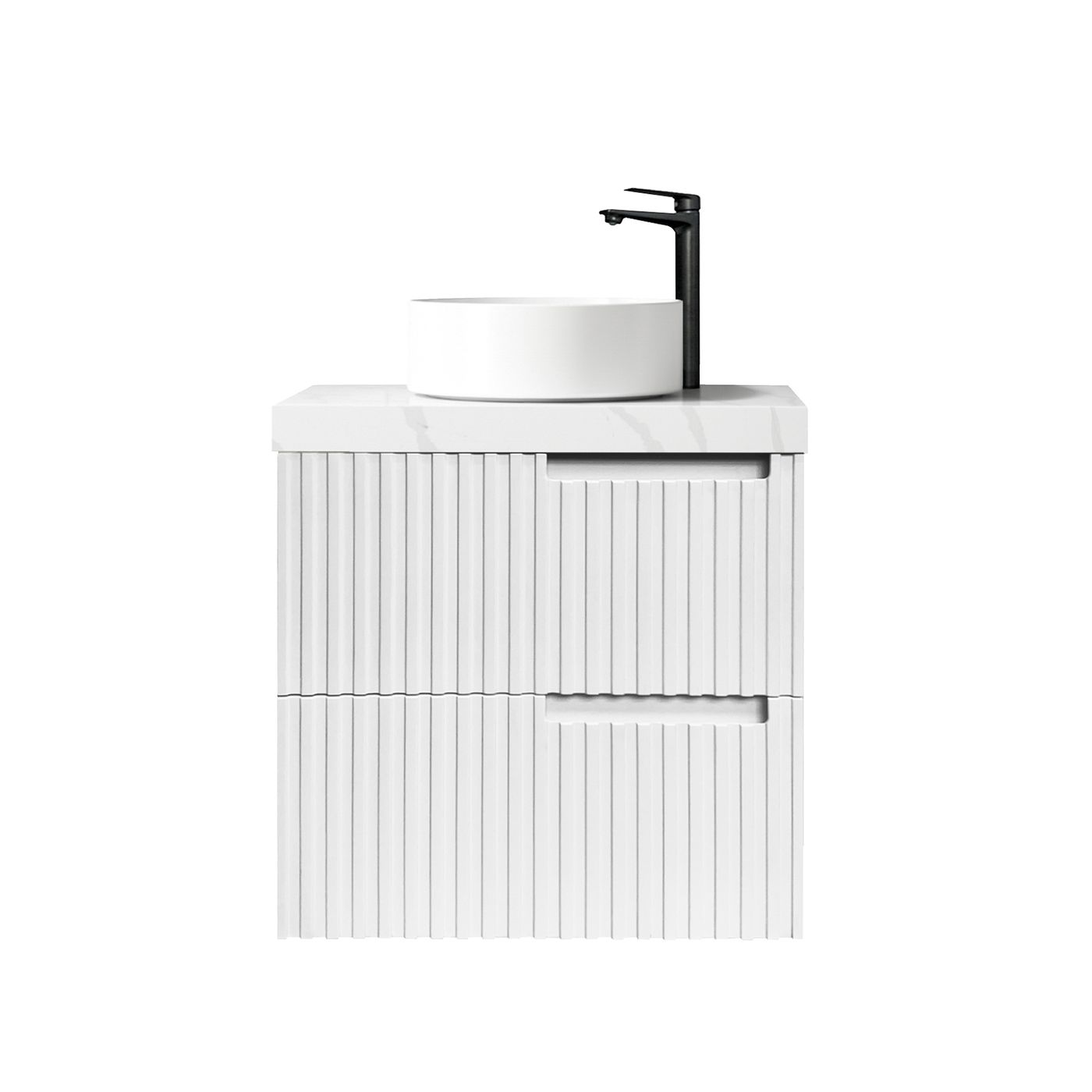 Noosa Fluted 600mm Satin White Wall Hung Vanity