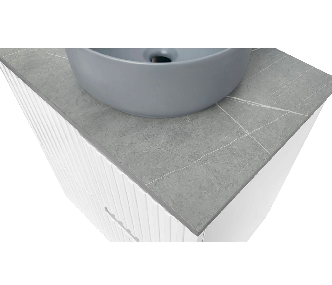 Noosa Fluted 600mm Satin White Wall Hung Vanity