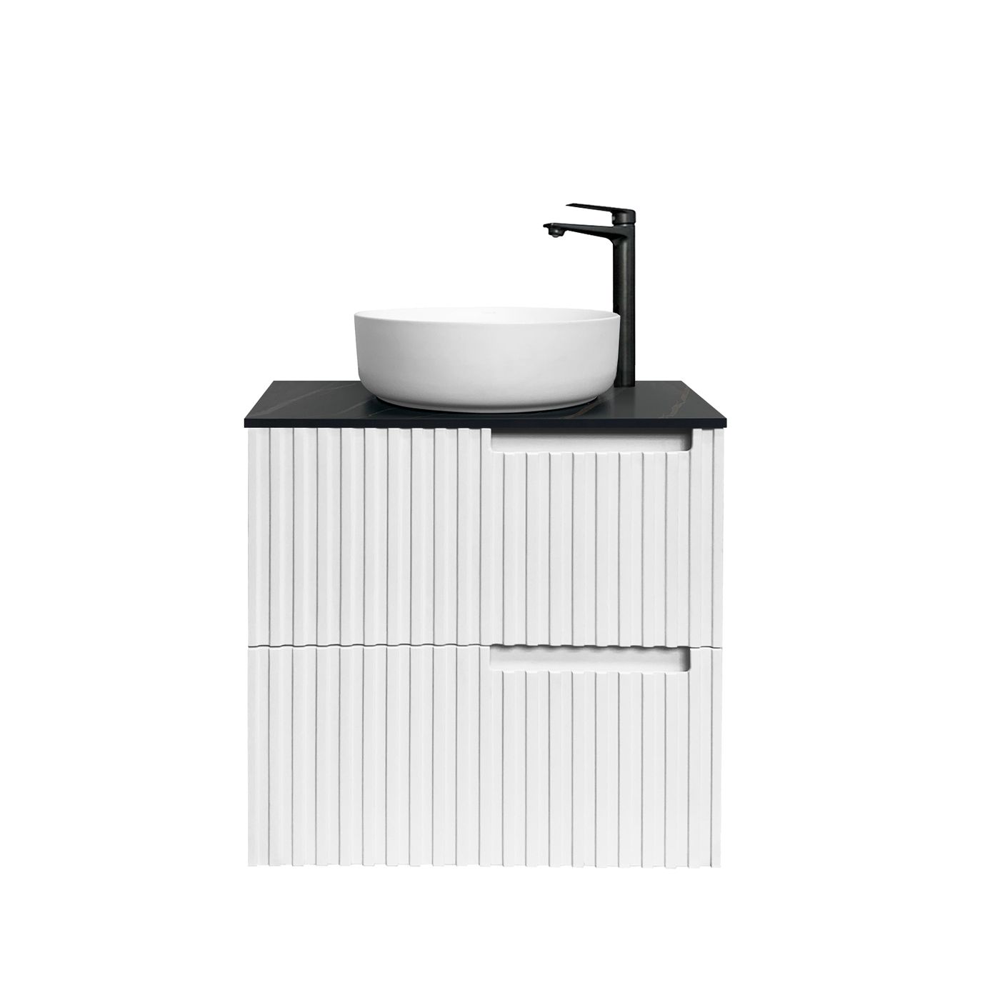 Noosa Fluted 600mm Satin White Wall Hung Vanity