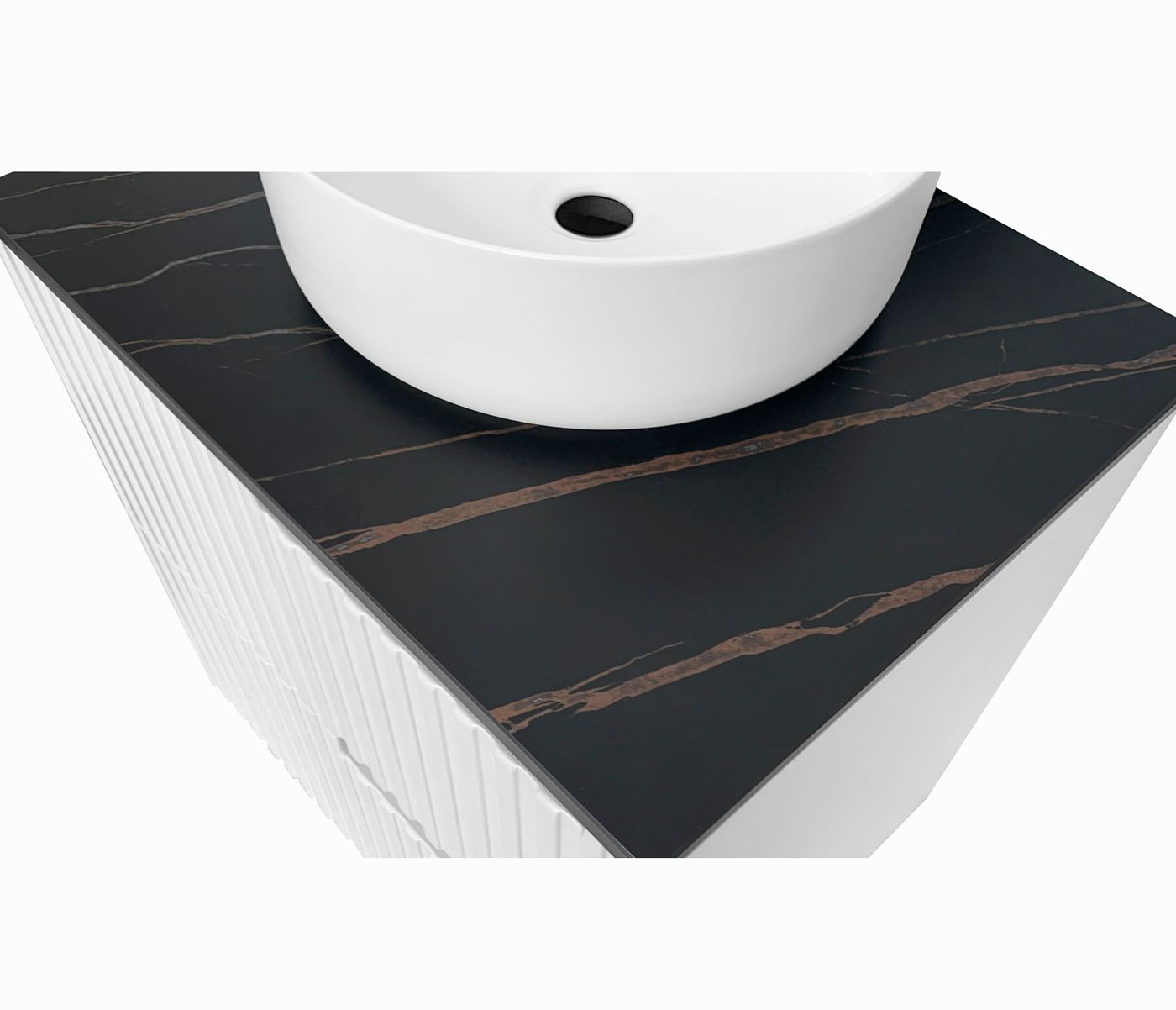 Noosa Fluted 600mm Satin White Wall Hung Vanity