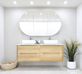 Byron 1200mm Natural Oak Wall Hung Vanity Double Bowl