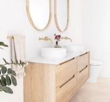 Byron 1200mm Natural Oak Wall Hung Vanity Double Bowl