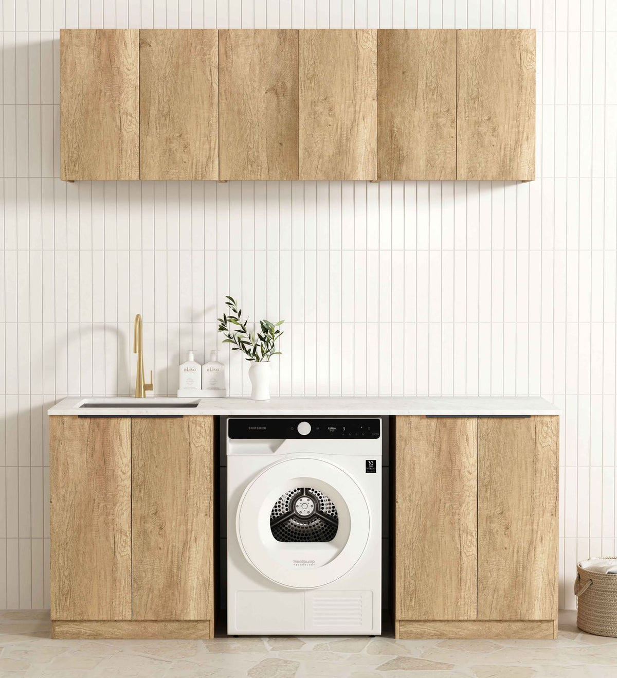 Byron/Bondi Natural Oak Laundry Kit 1960x600x2100 - front view