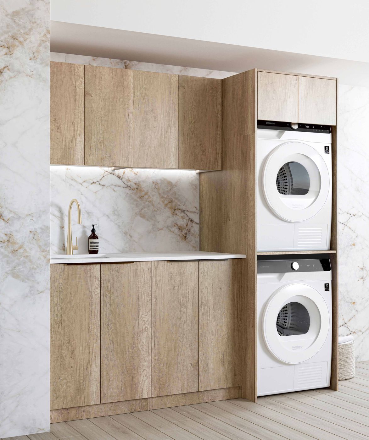 Byron/Bondi Natural Oak Laundry Kit 1960x600x2100