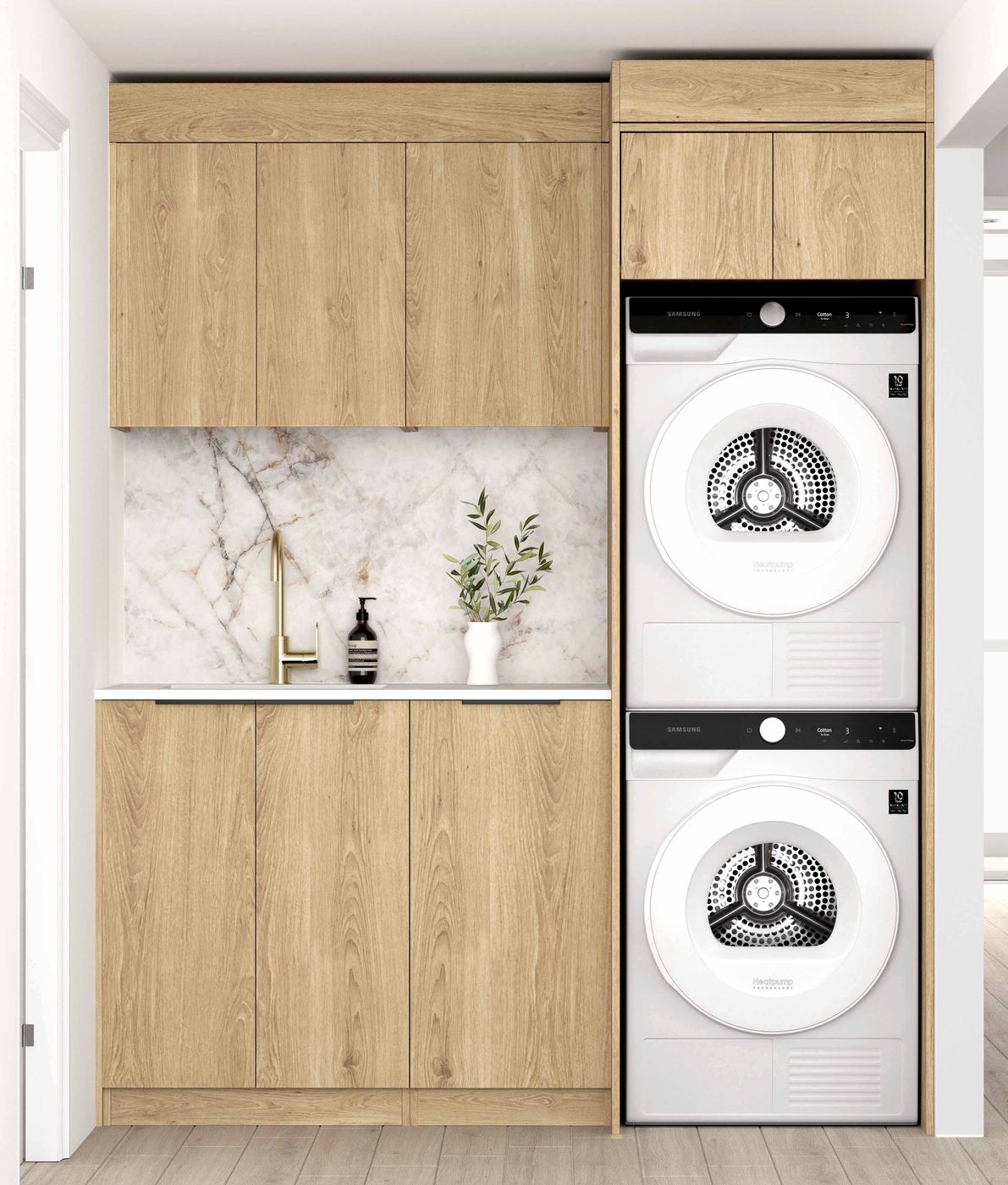Byron/Bondi Natural Oak Laundry Kit 1715x600x2100