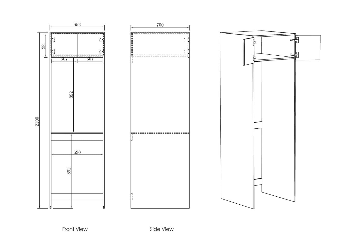 Byron/Bondi Laundry 2100 Natural Oak Tall Washing Machine Cabinet