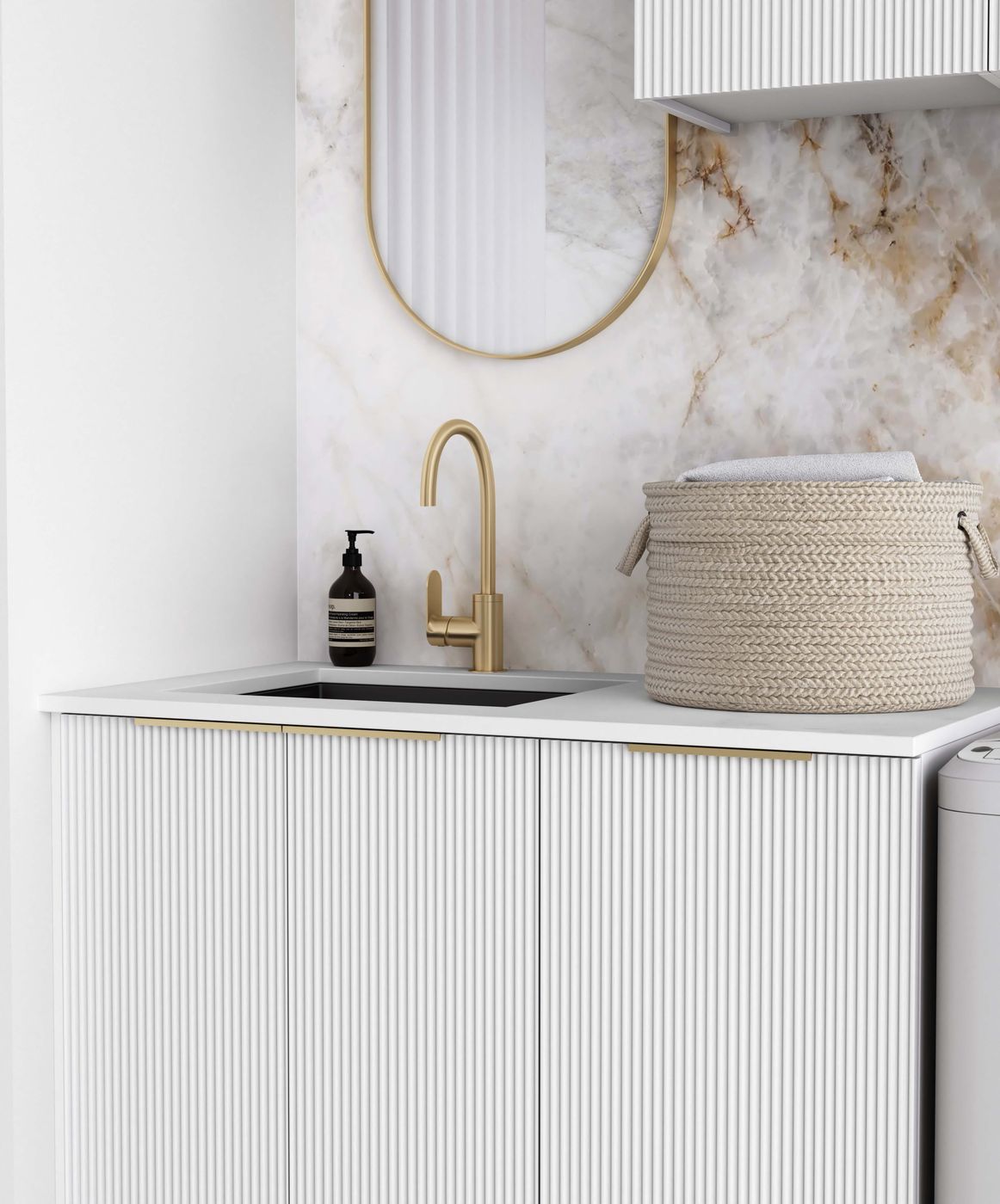 Bondi Fluted White Laundry Kit 1715x600x2100