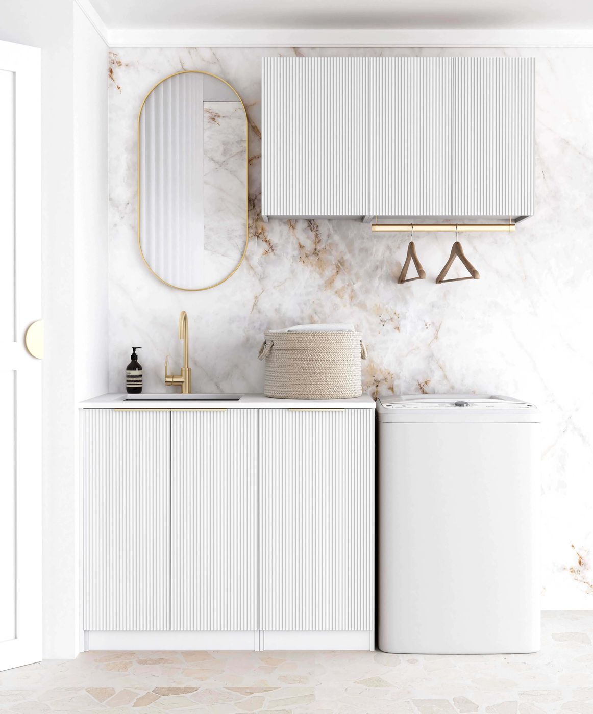 Bondi Fluted White Laundry Kit 1715x600x2100 - front view (25 of 49)