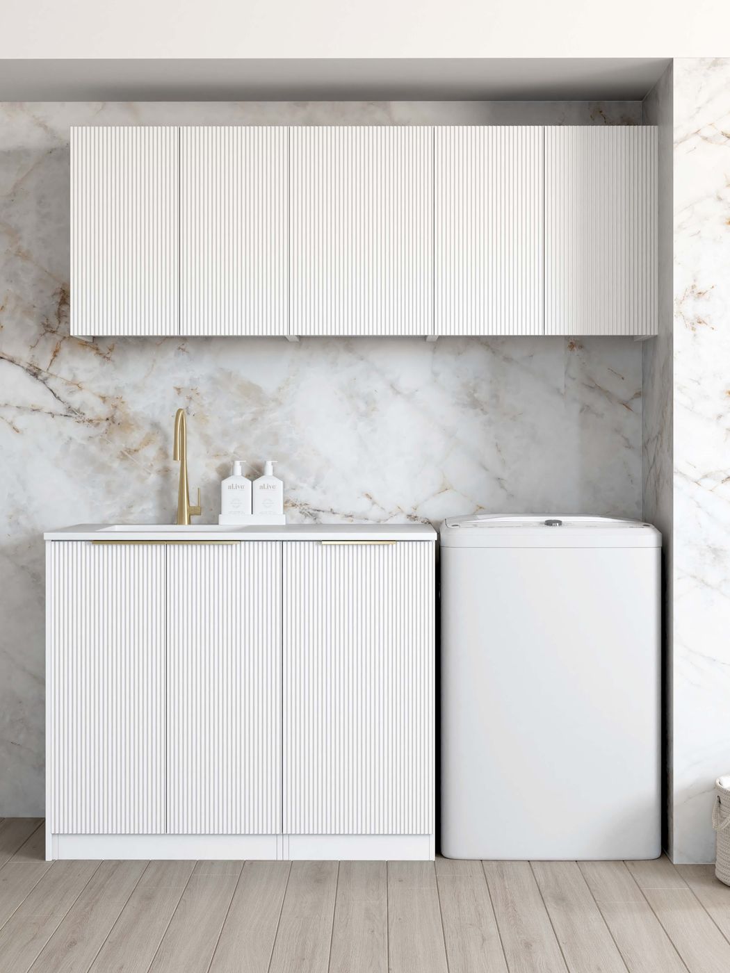 Bondi Fluted White Laundry Kit 1715x600x2100