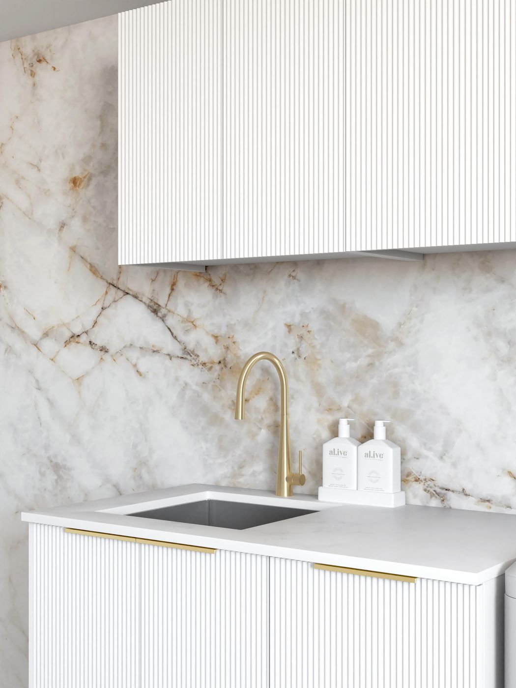 Bondi Fluted White Laundry Kit 1715x600x2100