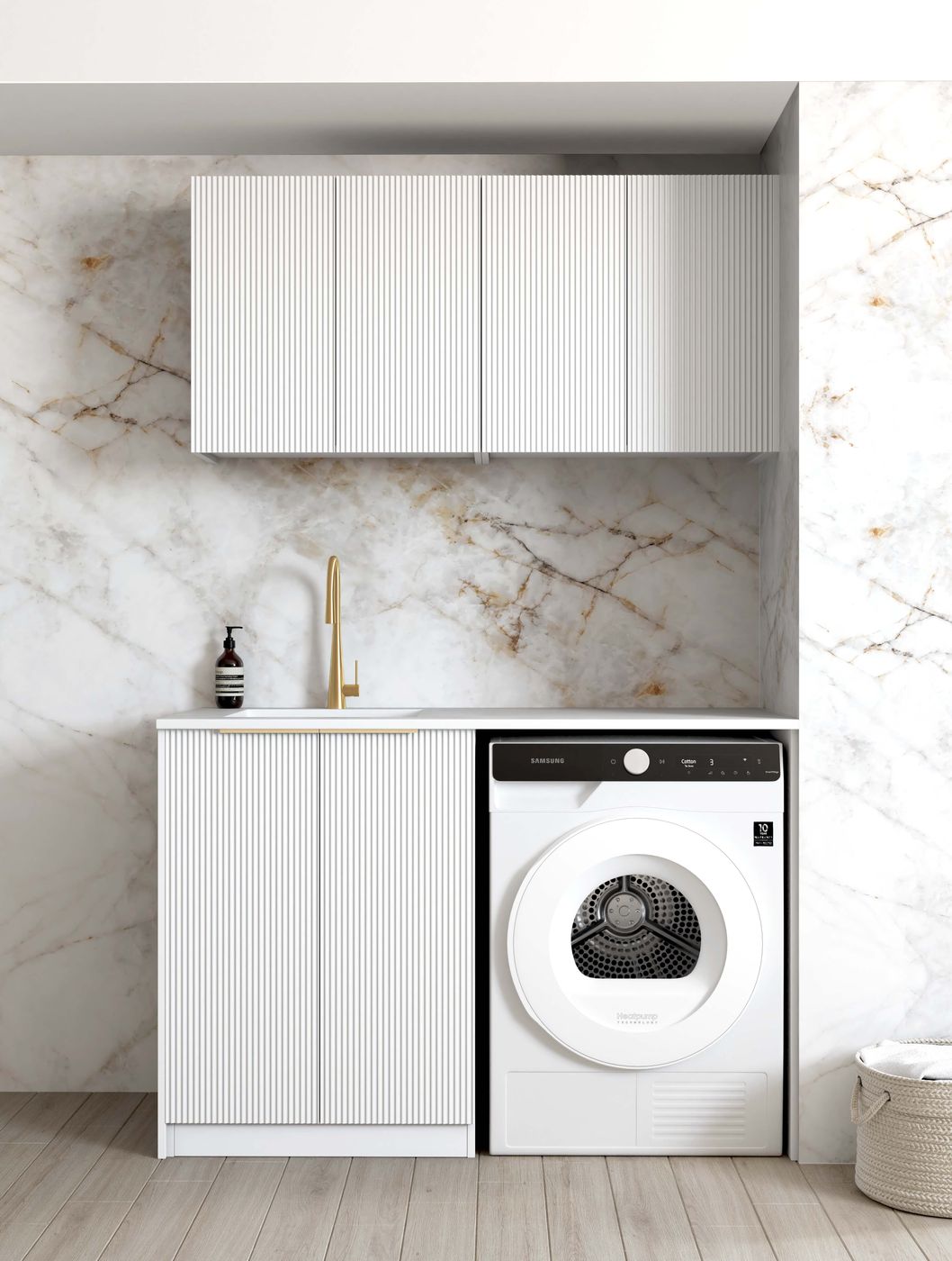 Bondi Fluted White Laundry Kit 1305x600x2100