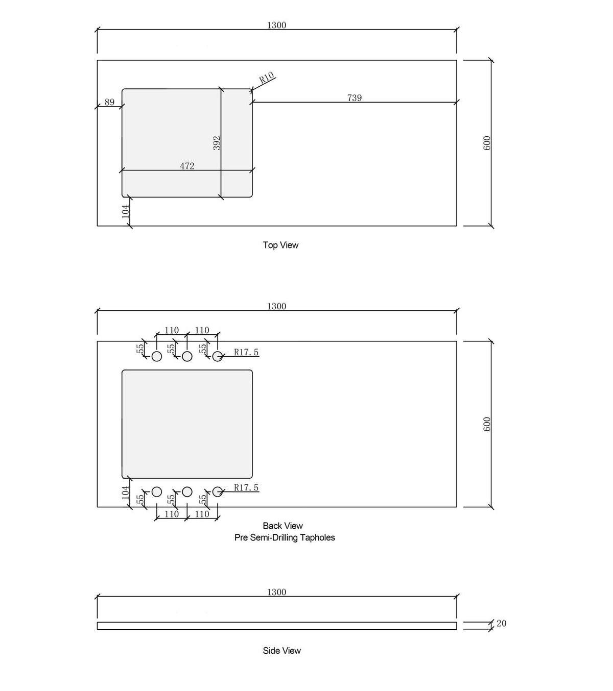 Bondi Fluted White Laundry Kit 1305x600x2100 - full product view
