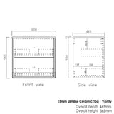 Boston 600mm Light Grey Wall Hung Vanity