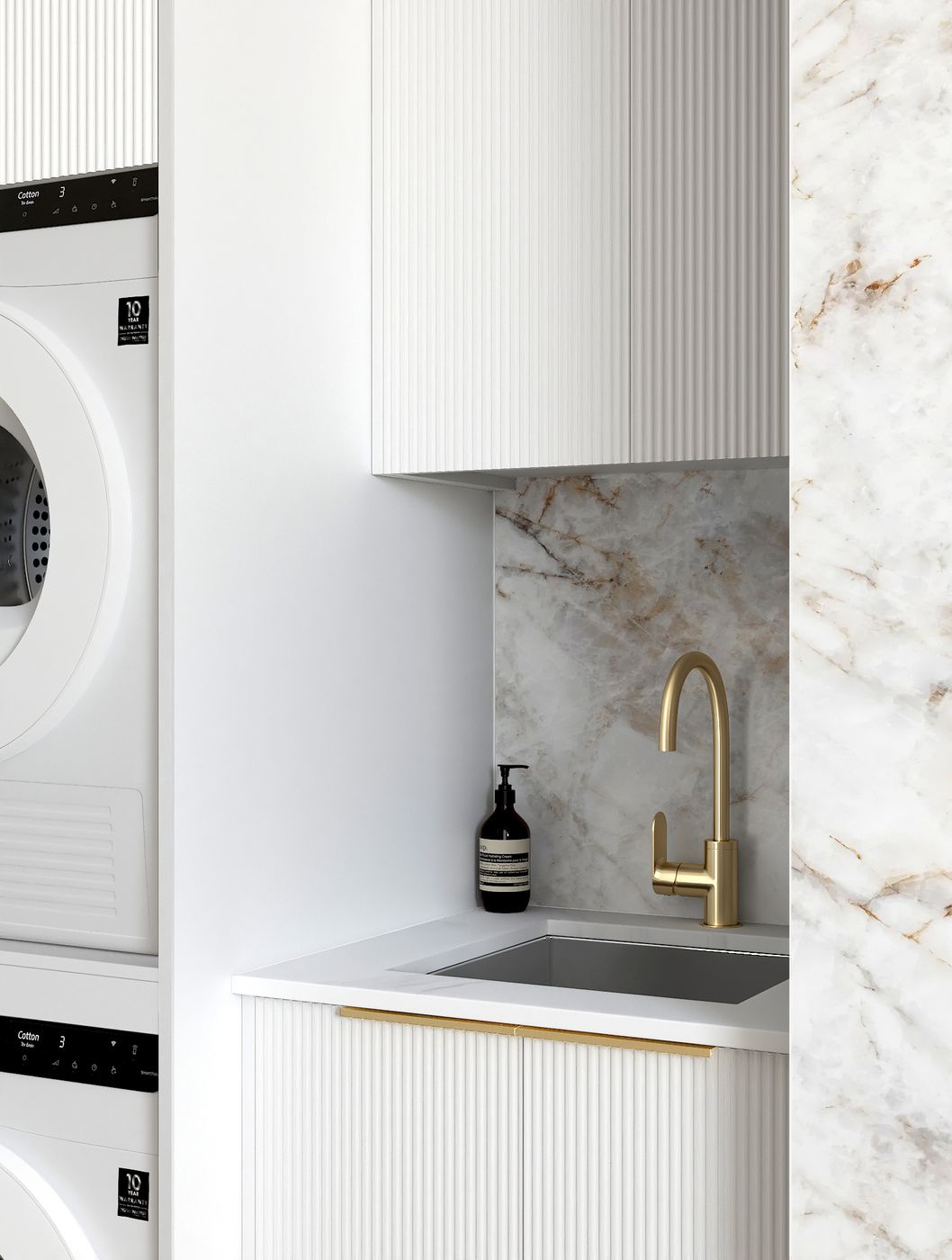 Bondi Fluted White Laundry Kit 1305x600x2100