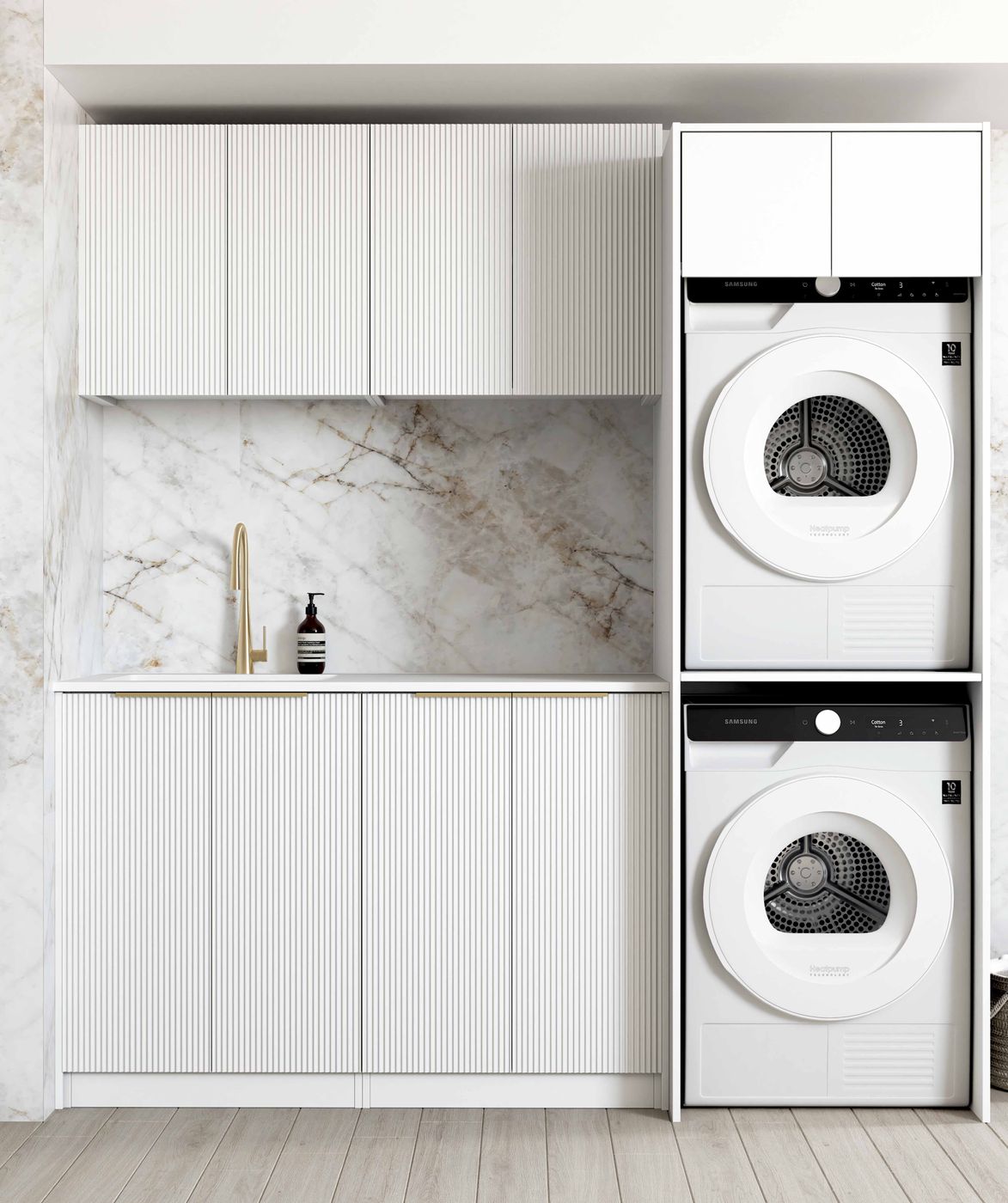 Bondi Fluted White Laundry Kit 1960x600x2100