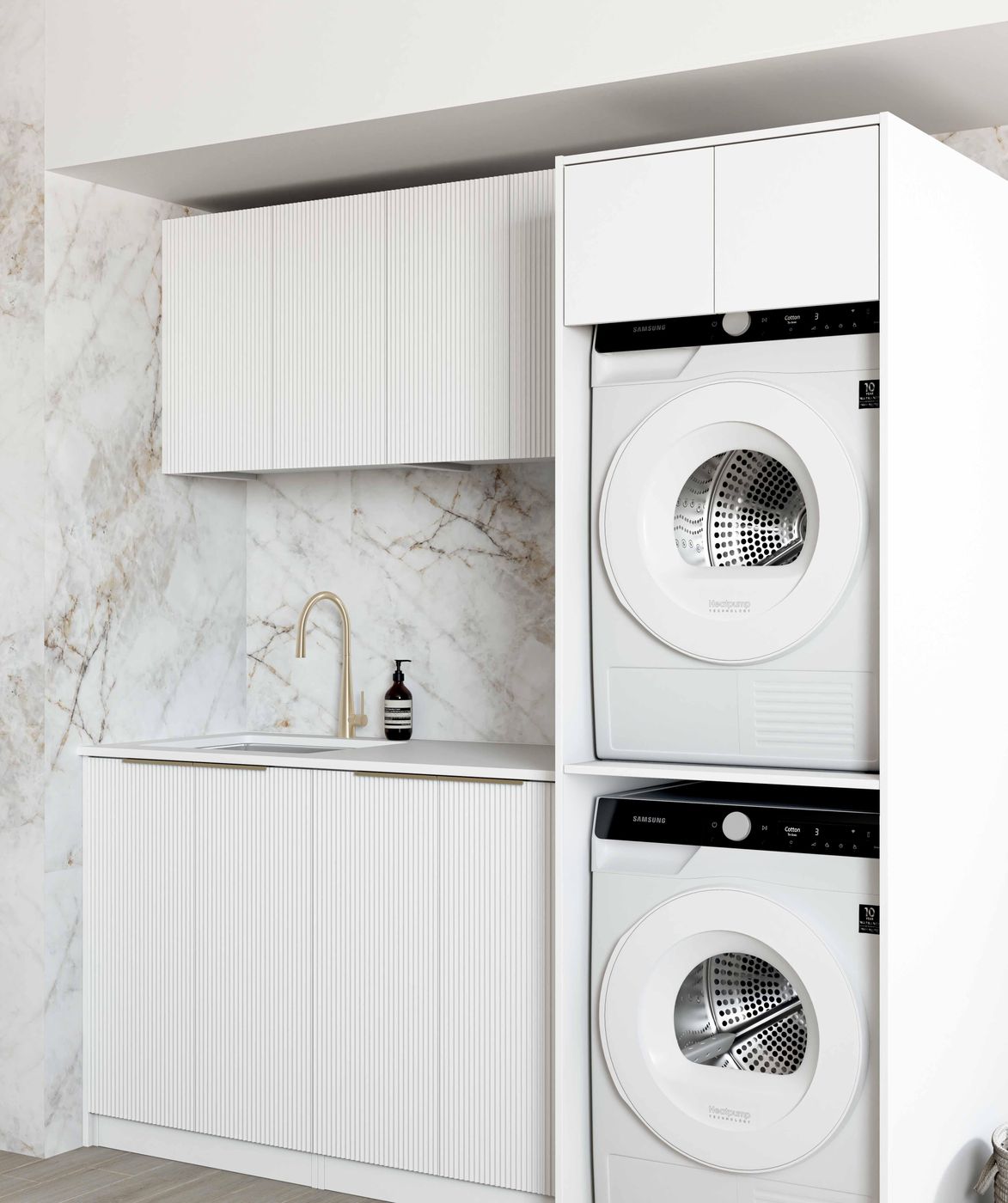 Bondi Fluted White Laundry Kit 1960x600x2100