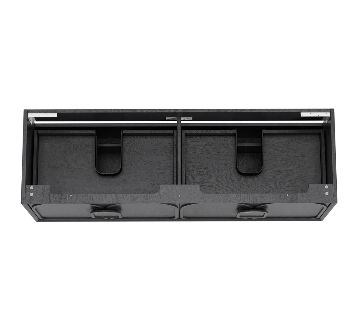 Laguna 1500mm Black American Oak Wall Hung Vanity - rear mounting detail