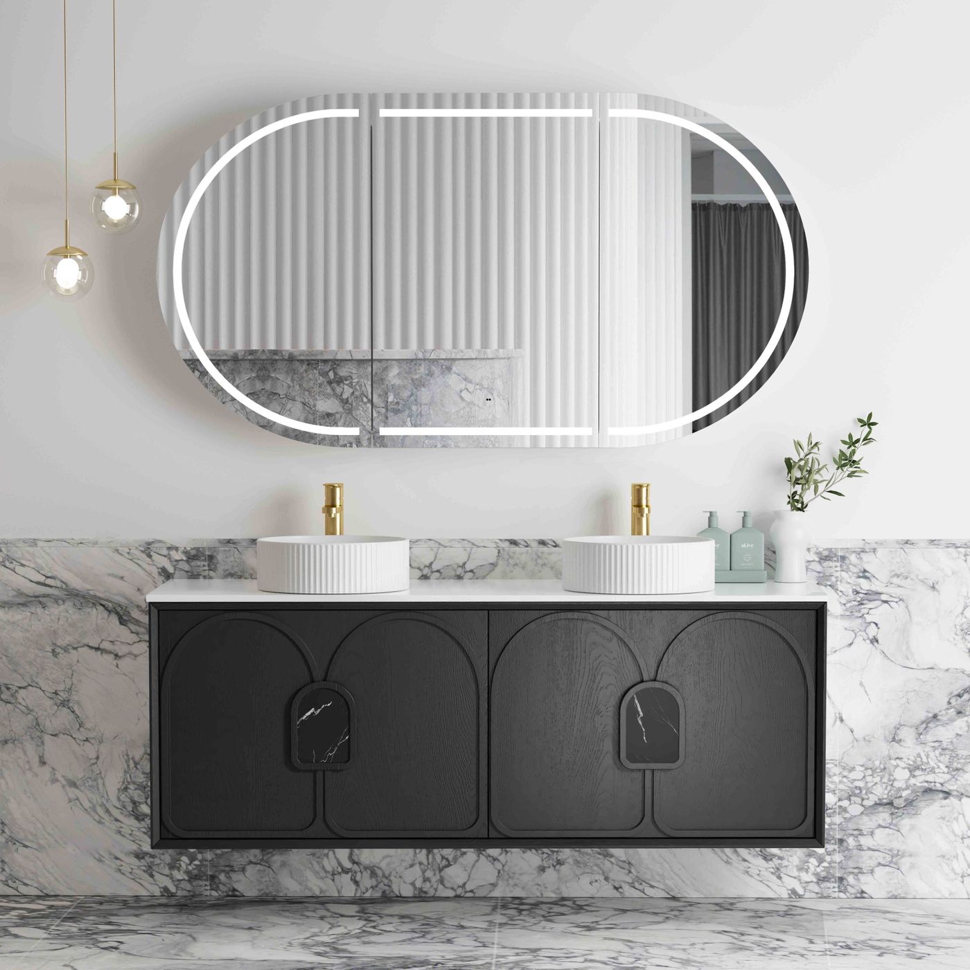 Laguna 1500mm Black American Oak Wall Hung Vanity