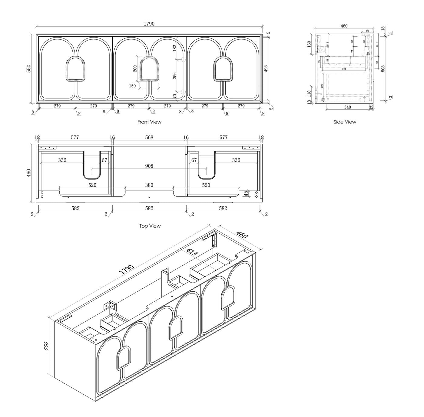 Laguna 1800mm Black American Oak Wall Hung Vanity
