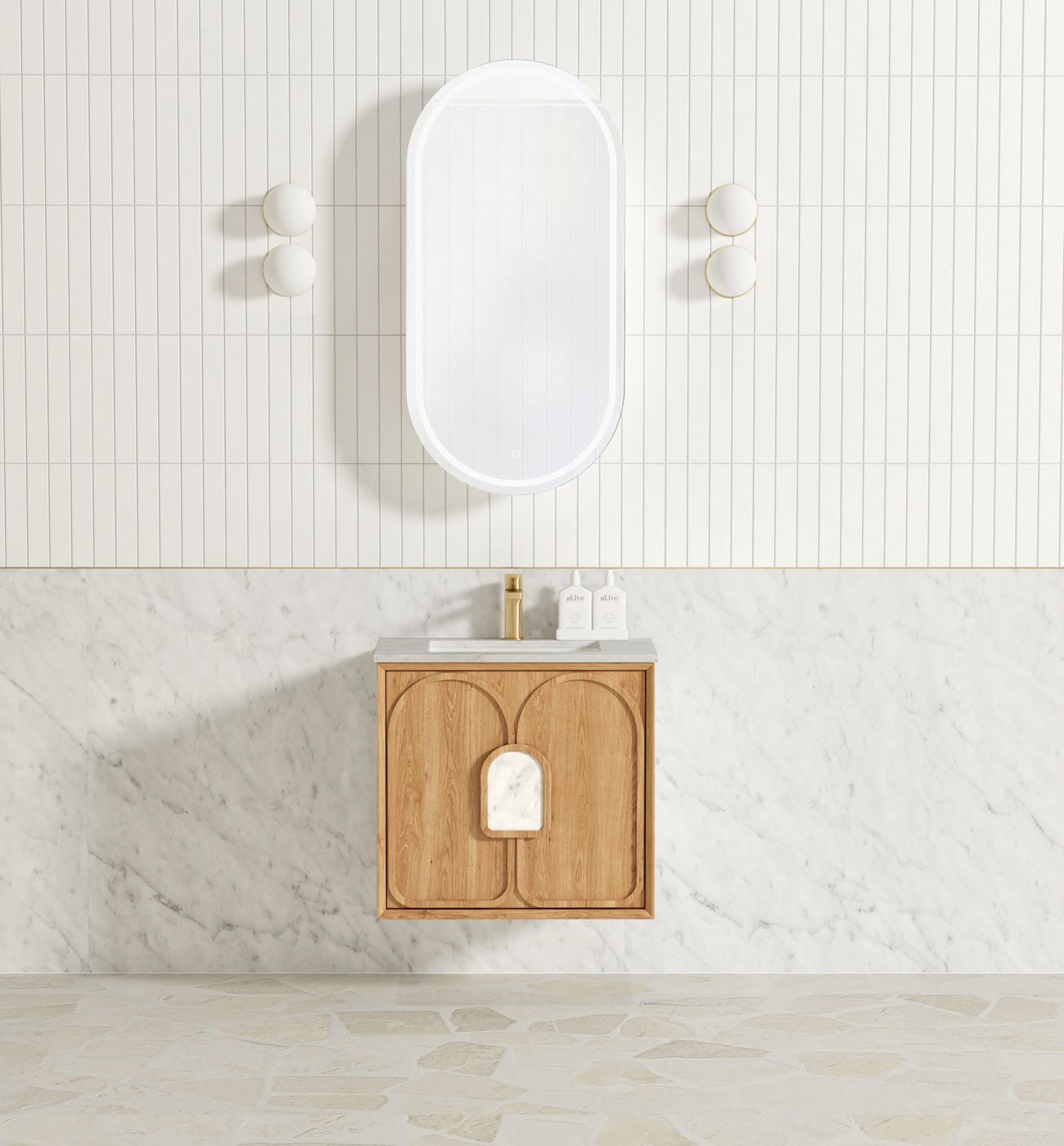 Laguna 600mm Natural American Oak Wall Hung Vanity