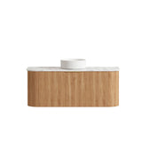 Bondi 1200mm Woodland Oak Fluted Curve Vanity - finish and profile close-up