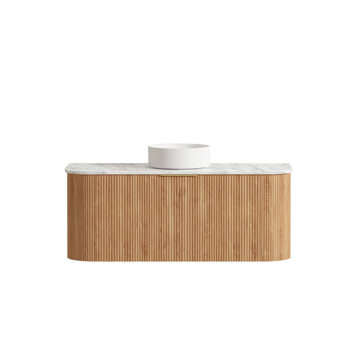 Bondi 1200mm Woodland Oak Fluted Curve Vanity - finish and profile close-up