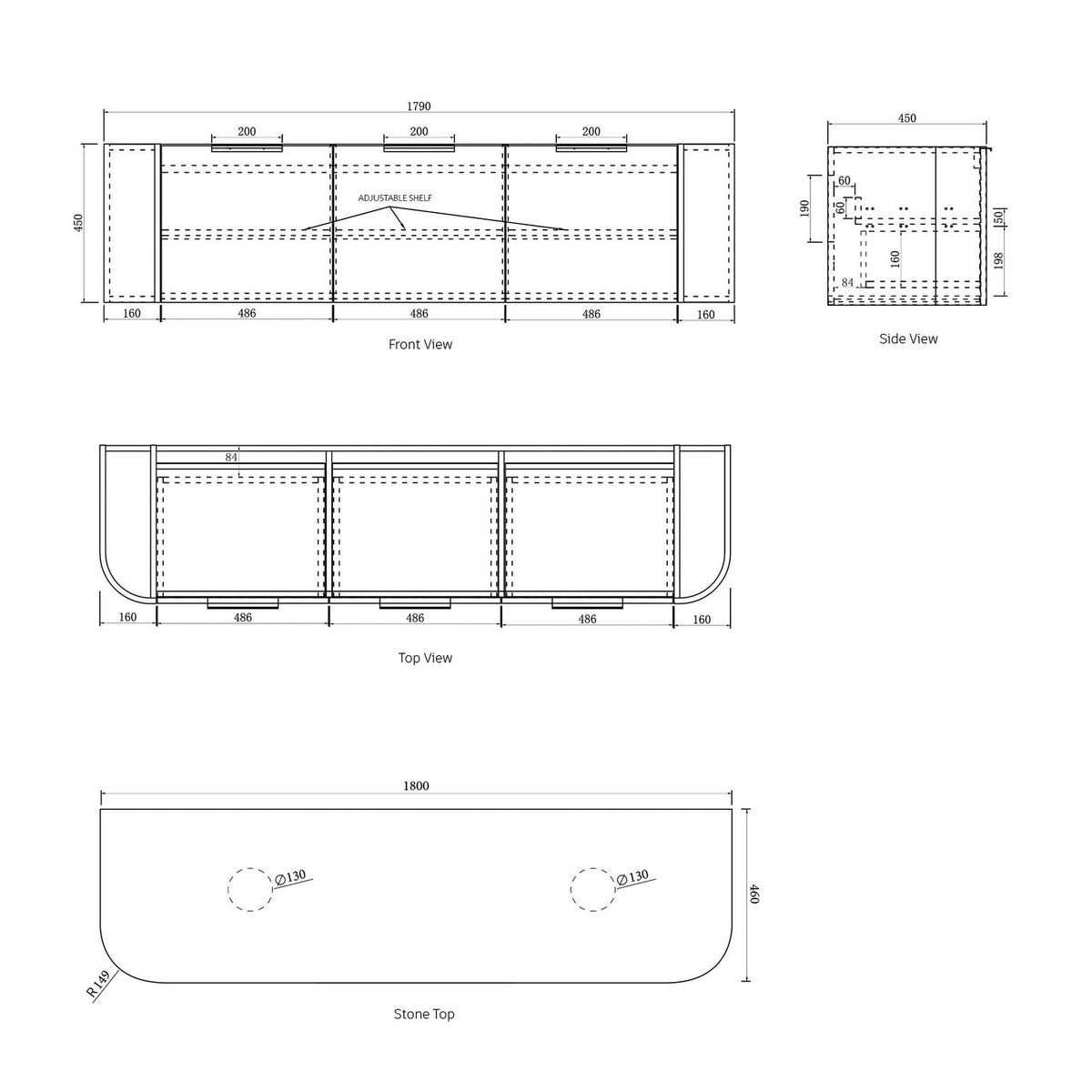 Otti Bondi Vanity 1800mm Double Basin