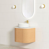 Bondi 600mm Woodland Oak Fluted Curve Vanity (12TH & NTH Only)