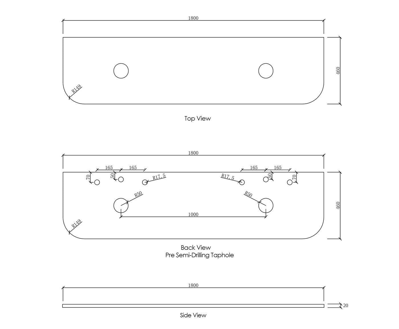 Bondi 1800mm Woodland Oak Fluted Curve Vanity