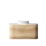 Bondi 900mm Natural Oak Wall Hung Curve Vanity - finish and profile close-up