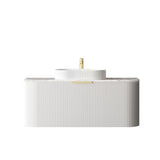 Bondi 1200mm Satin White Fluted Wall Hung Curve Vanity - front view (9 of 20)