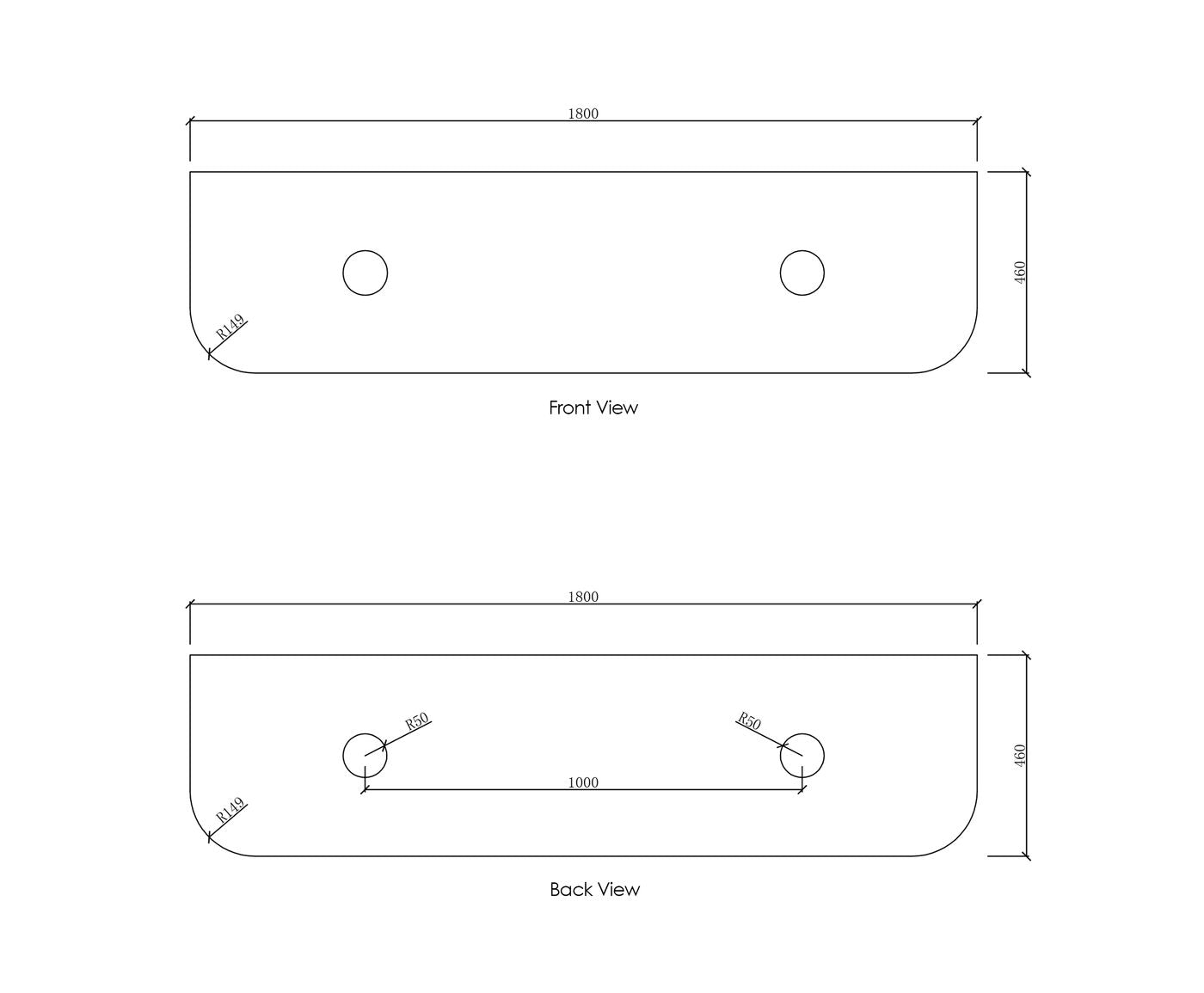 Bondi 1800mm Satin White Fluted Wall Hung Curve Vanity