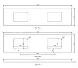 Natural Carrara Marble 1800x465x18 Top with Double Undermount Basins