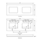 Natural Carrara Marble 1200x465x18 Top with Double Undermount Basins