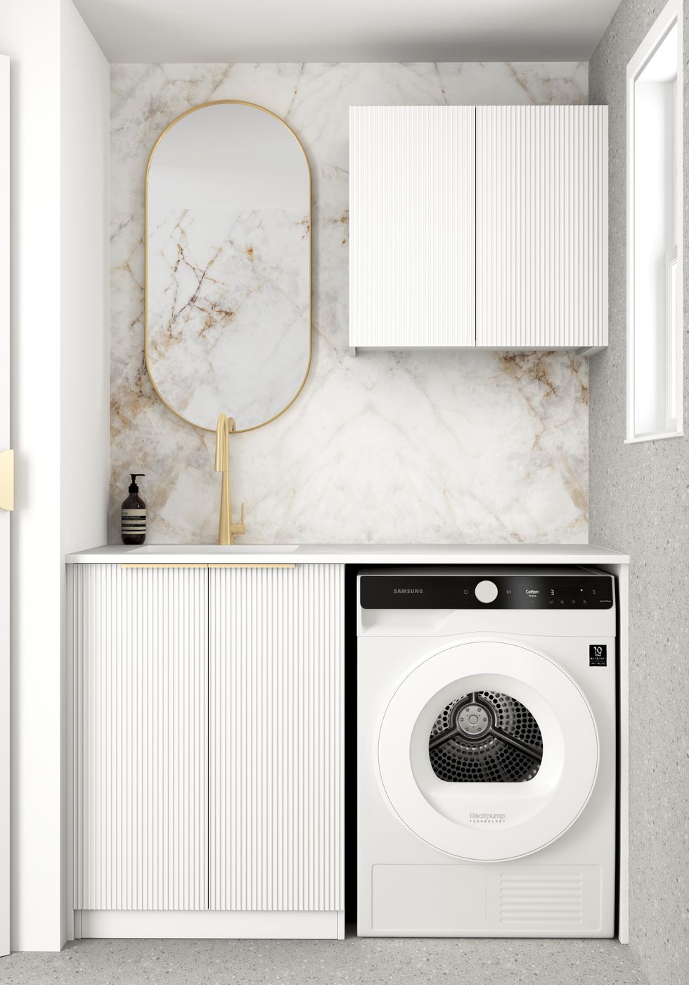 Bondi Fluted White Laundry Kit 1305x600x2100