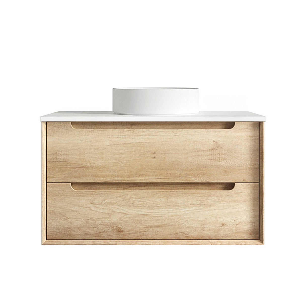 Byron 900mm Natural Oak Wall Hung Vanity - side profile view (12 of 19)