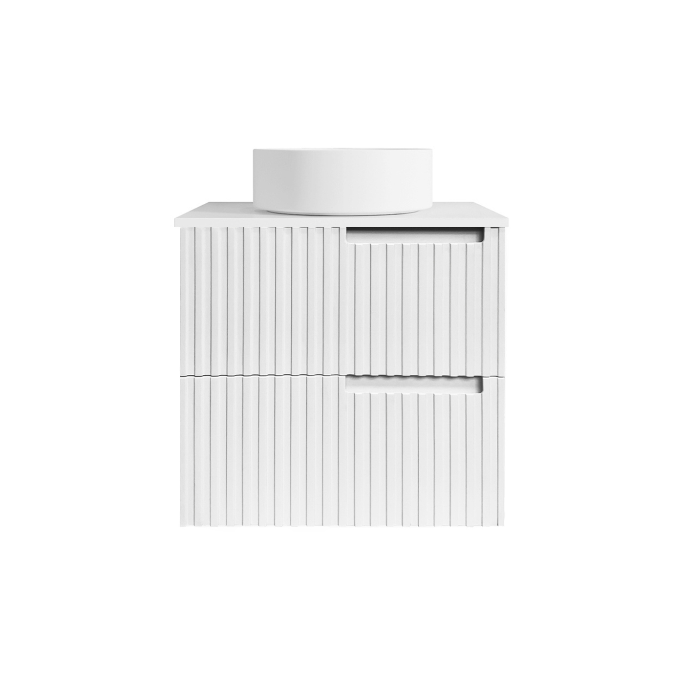 Noosa Fluted 600mm Satin White Wall Hung Vanity