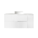 Noosa Fluted 1200mm Satin White Wall Hung Vanity - full product view